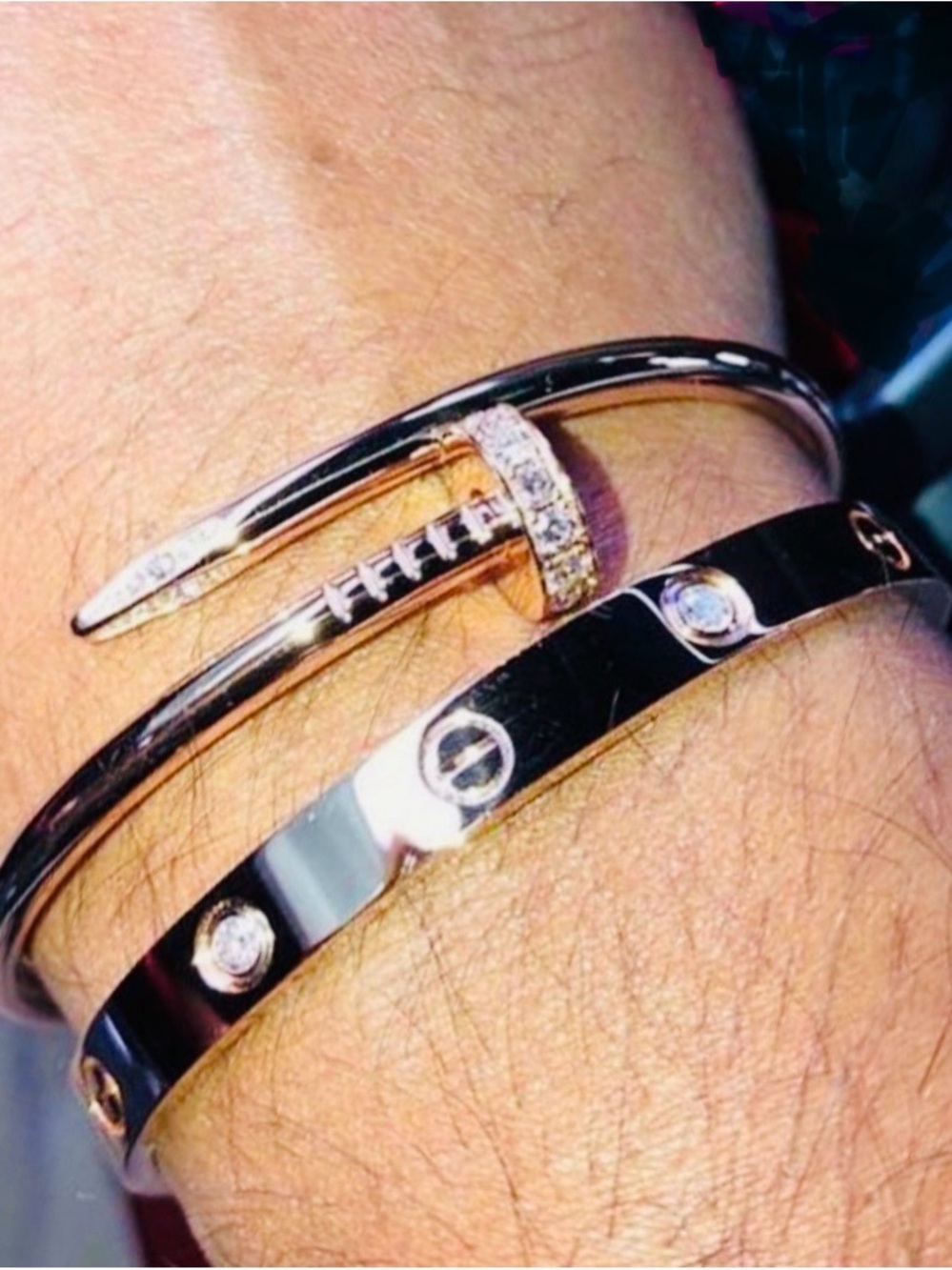 Men's white Gold-plated stainless steel set Bangles Bracelets trendy Style